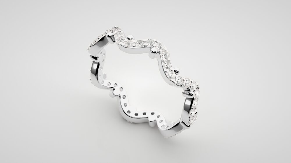 Curved Lab Grown Diamond Wedding Band - Image 5