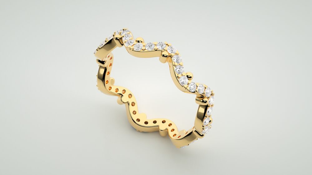 Curved Lab Grown Diamond Wedding Band - Image 8