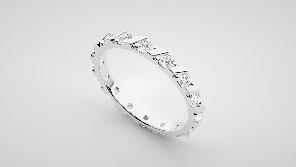 Round Lab Grown Diamond Full Eternity Wedding Band - Image 7