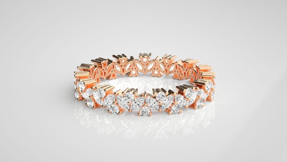 Marquise And Round Lab Grown Diamond Full Eternity Wedding Band - Image 2