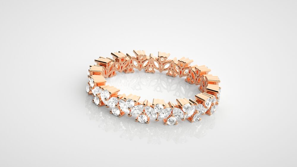 Marquise And Round Lab Grown Diamond Full Eternity Wedding Band - Image 3