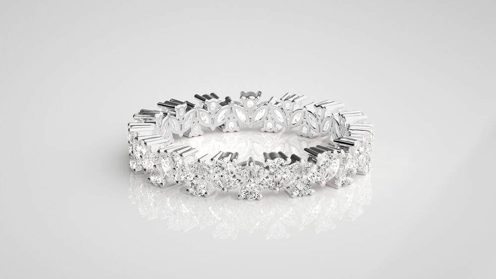 Marquise And Round Lab Grown Diamond Full Eternity Wedding Band - Image 8