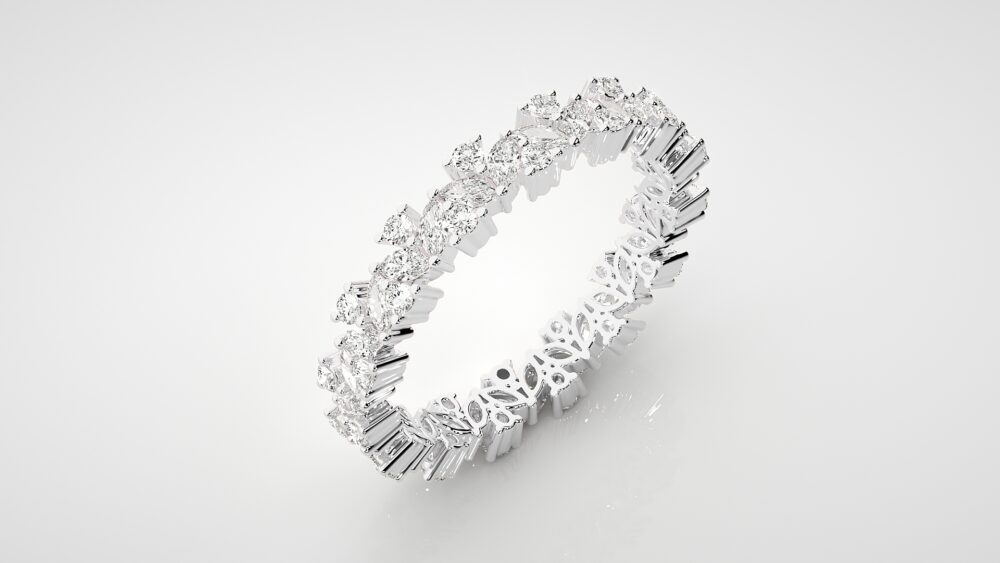 Marquise And Round Lab Grown Diamond Full Eternity Wedding Band - Image 7