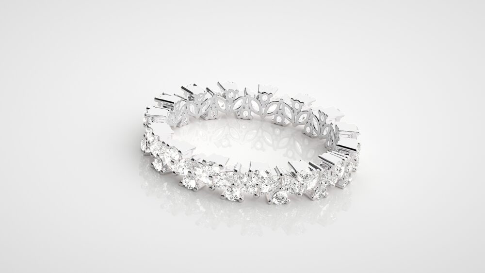 Marquise And Round Lab Grown Diamond Full Eternity Wedding Band - Image 9