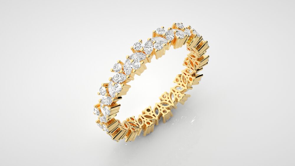 Marquise And Round Lab Grown Diamond Full Eternity Wedding Band - Image 4