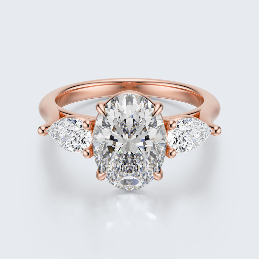 Vintage 3 CT Oval  and Pear cut Lab Grown Diamond Engagement Ring for Women - Image 2