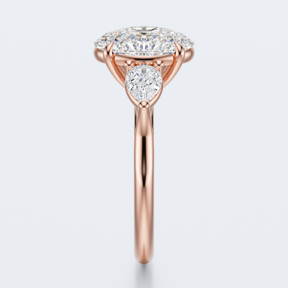Vintage 3 CT Oval  and Pear cut Lab Grown Diamond Engagement Ring for Women - Image 4