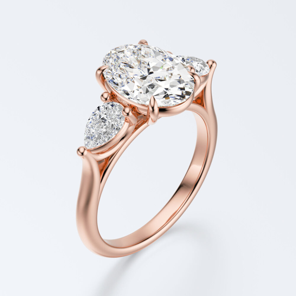 Vintage 3 CT Oval  and Pear cut Lab Grown Diamond Engagement Ring for Women
