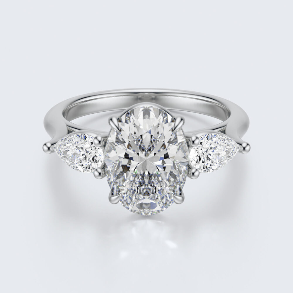Vintage 3 CT Oval  and Pear cut Lab Grown Diamond Engagement Ring for Women - Image 7