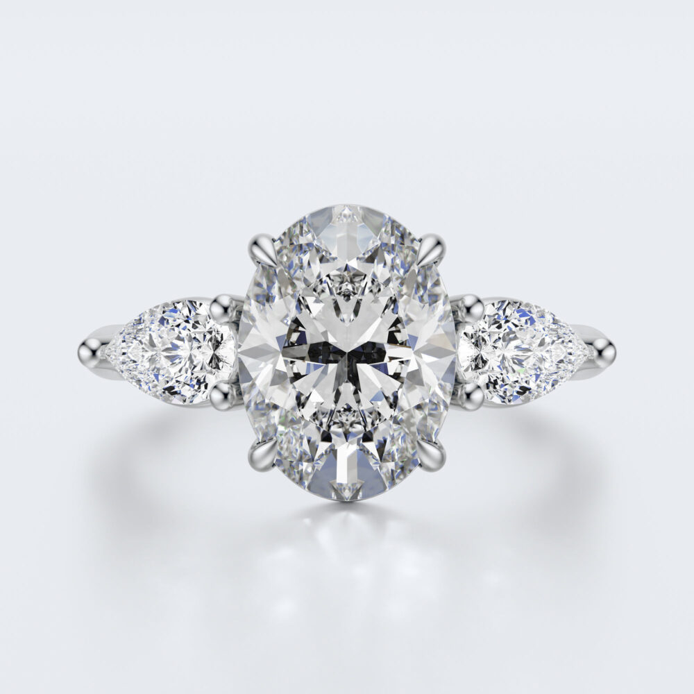Vintage 3 CT Oval  and Pear cut Lab Grown Diamond Engagement Ring for Women - Image 9