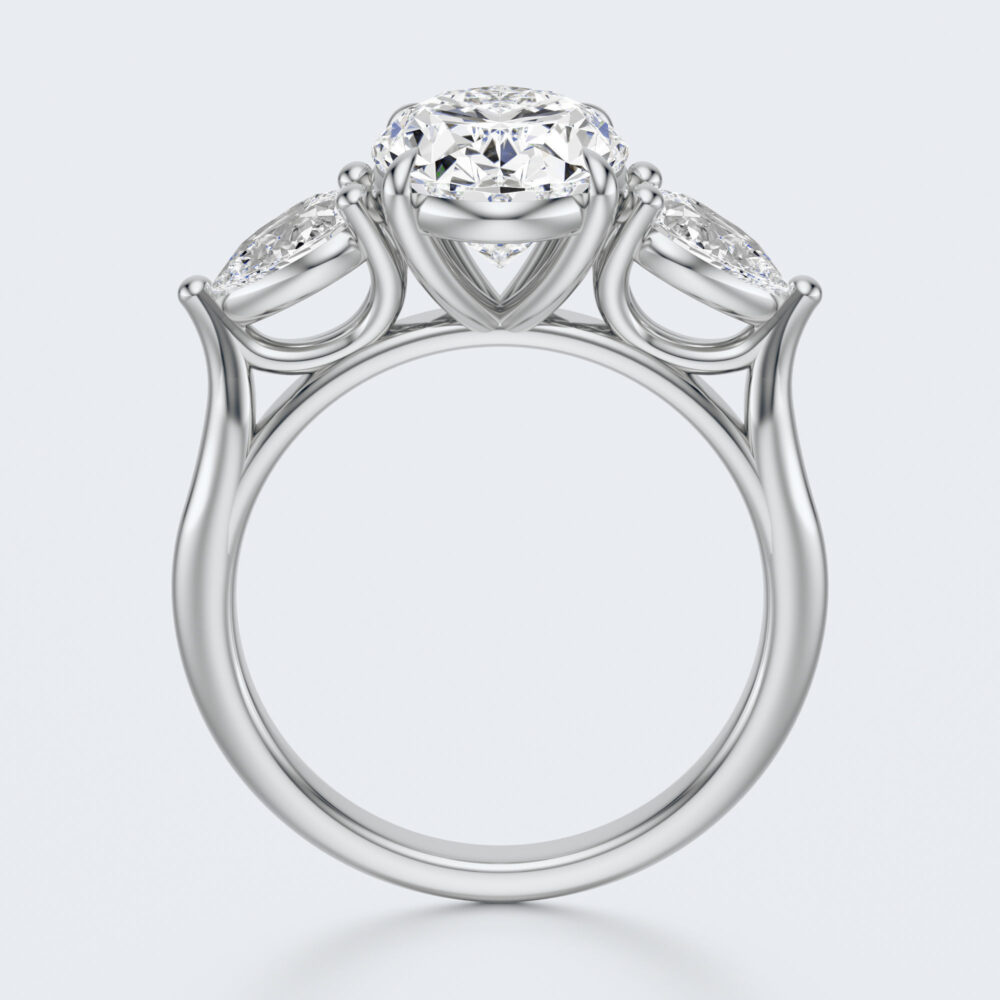 Vintage 3 CT Oval  and Pear cut Lab Grown Diamond Engagement Ring for Women - Image 11