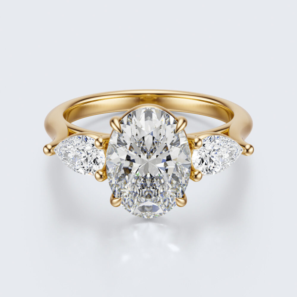Vintage 3 CT Oval  and Pear cut Lab Grown Diamond Engagement Ring for Women - Image 12