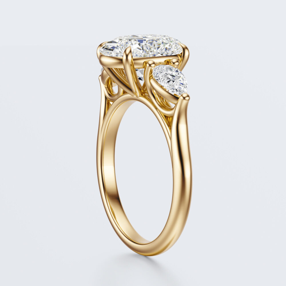 Vintage 3 CT Oval  and Pear cut Lab Grown Diamond Engagement Ring for Women - Image 14