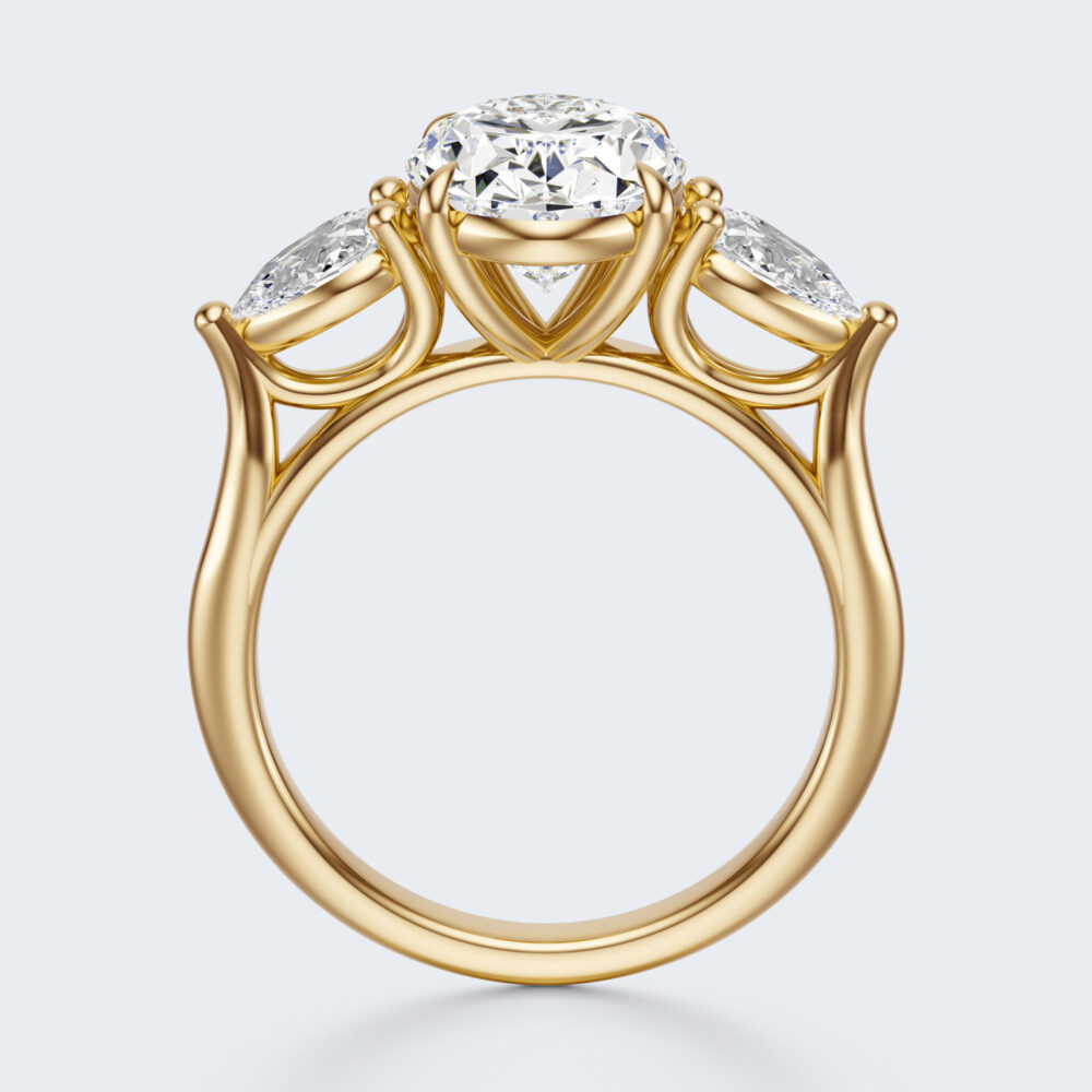 Vintage 3 CT Oval  and Pear cut Lab Grown Diamond Engagement Ring for Women - Image 15