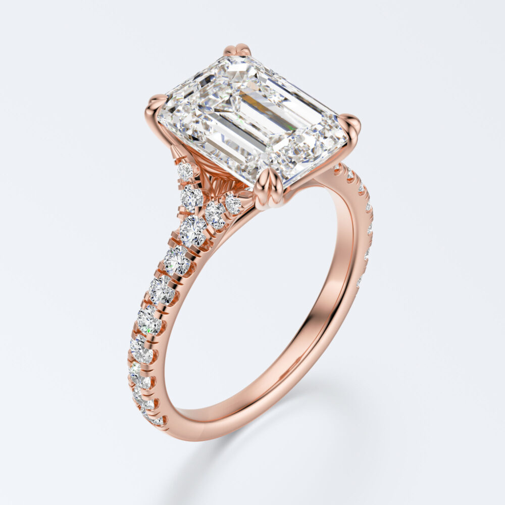 4 CT Emerald Heart shape brilliant prongs Lab Grown Diamond Engagement Ring for Women