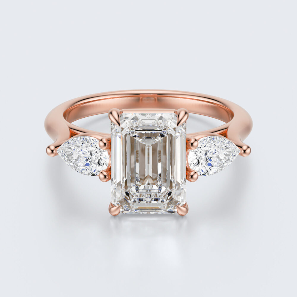 2 CT Emerald Vintage cut Lab Grown Diamond Engagement Ring for Women - Image 2