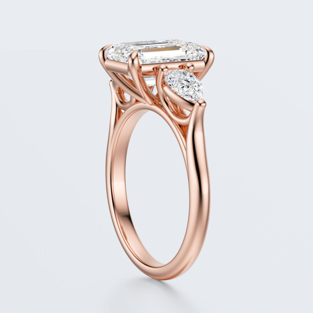 2 CT Emerald Vintage cut Lab Grown Diamond Engagement Ring for Women - Image 3