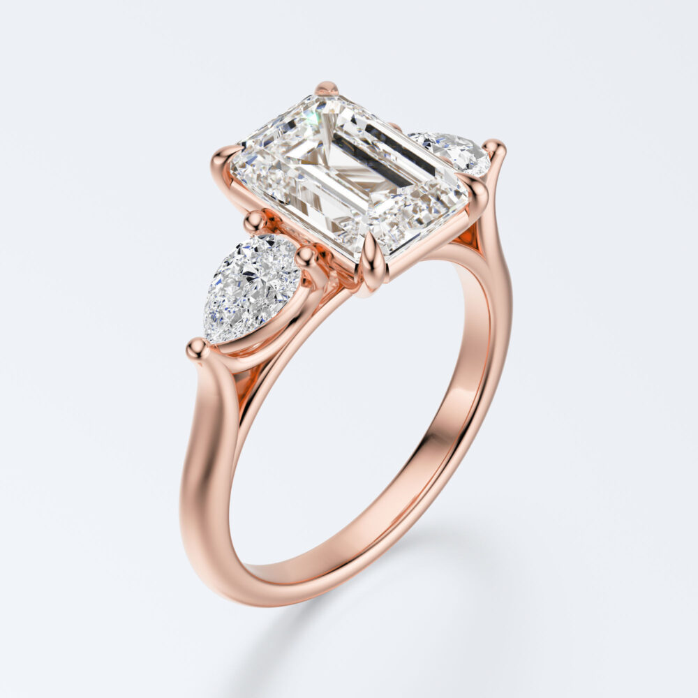 2 CT Emerald Vintage cut Lab Grown Diamond Engagement Ring for Women