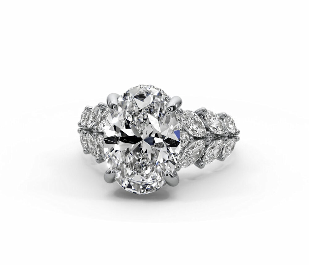 5 CT Beautiful Oval Vintage Cut Lab Grown Diamond Engagement Ring for Women - Image 9
