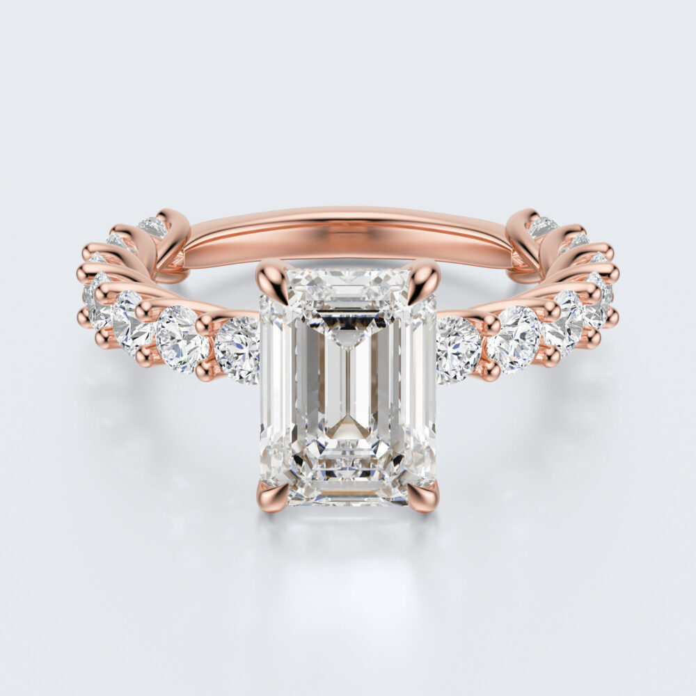 3 CT Emerald Brilliant Cut Lab Grown Diamond Engagement Ring for Women - Image 2