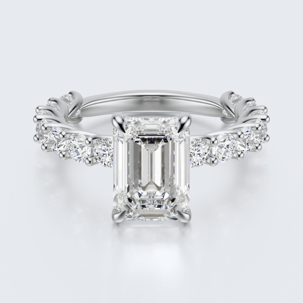 3 CT Emerald Brilliant Cut Lab Grown Diamond Engagement Ring for Women - Image 8