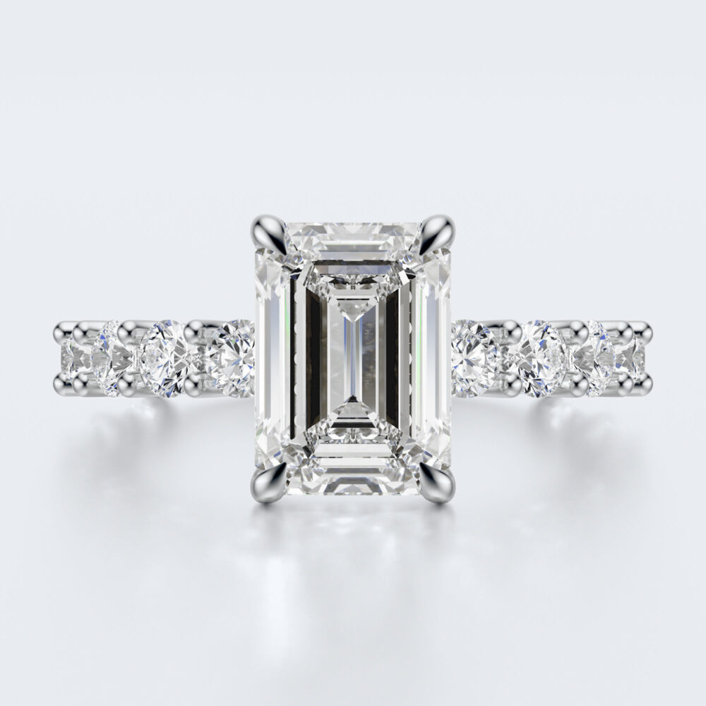 3 CT Emerald Brilliant Cut Lab Grown Diamond Engagement Ring for Women - Image 9