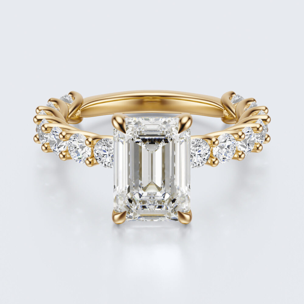 3 CT Emerald Brilliant Cut Lab Grown Diamond Engagement Ring for Women - Image 5
