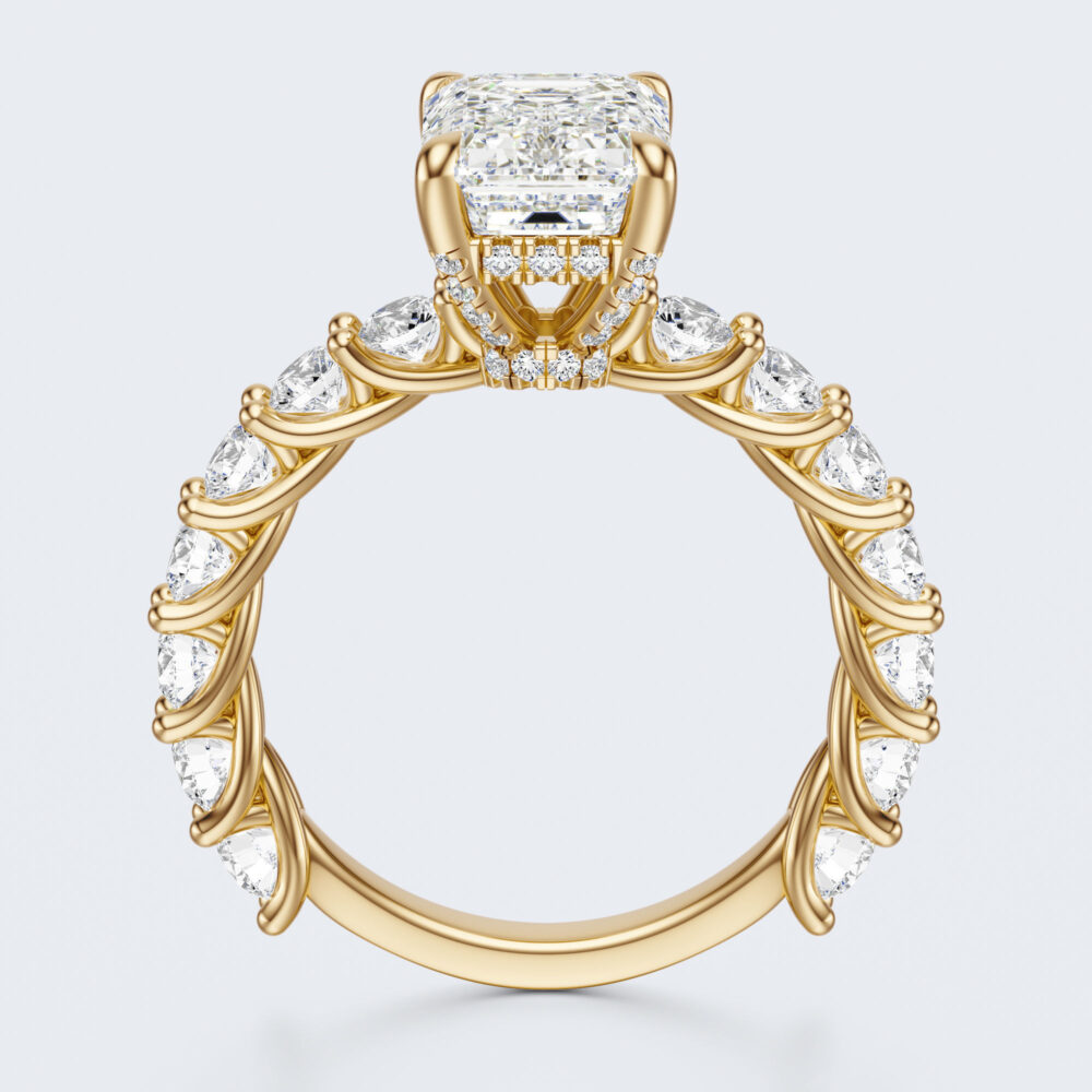 3 CT Emerald Brilliant Cut Lab Grown Diamond Engagement Ring for Women - Image 6