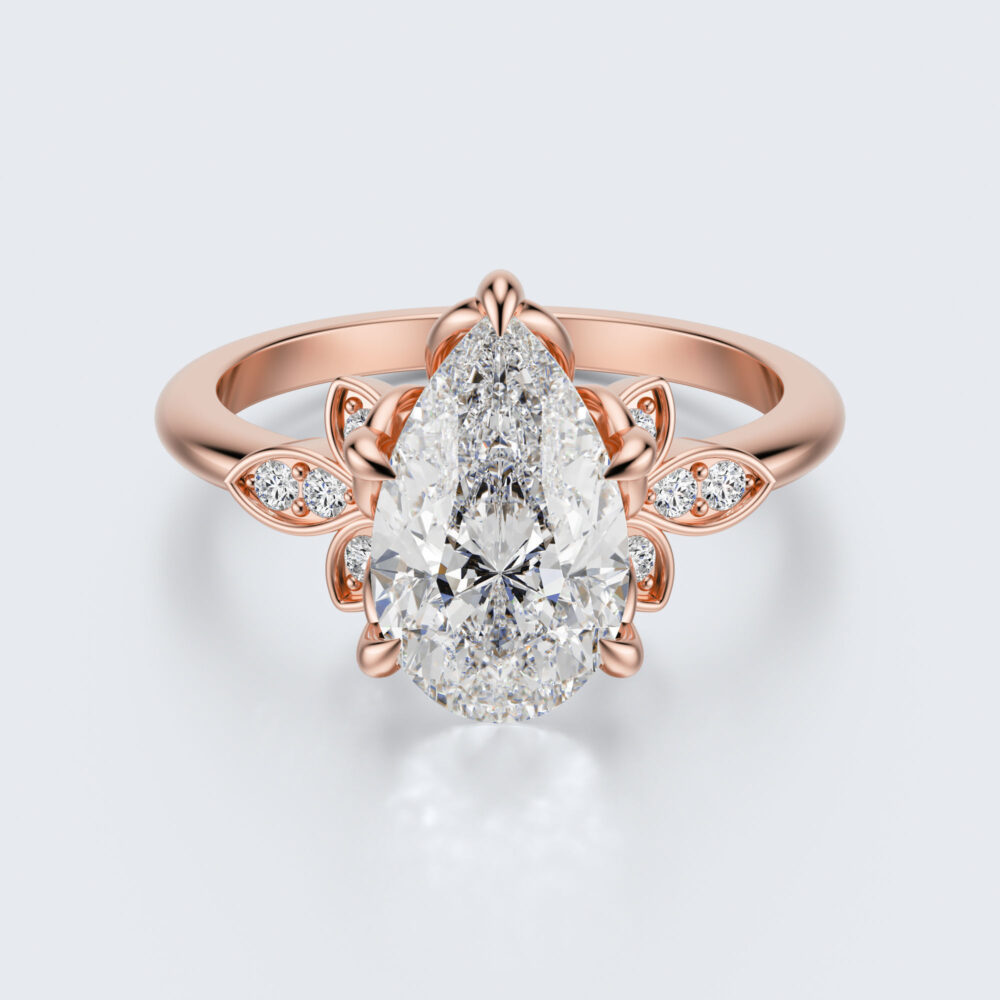 2 CT Pear Brilliant Cut Lab Grown Diamond Engagement Ring for Women - Image 2
