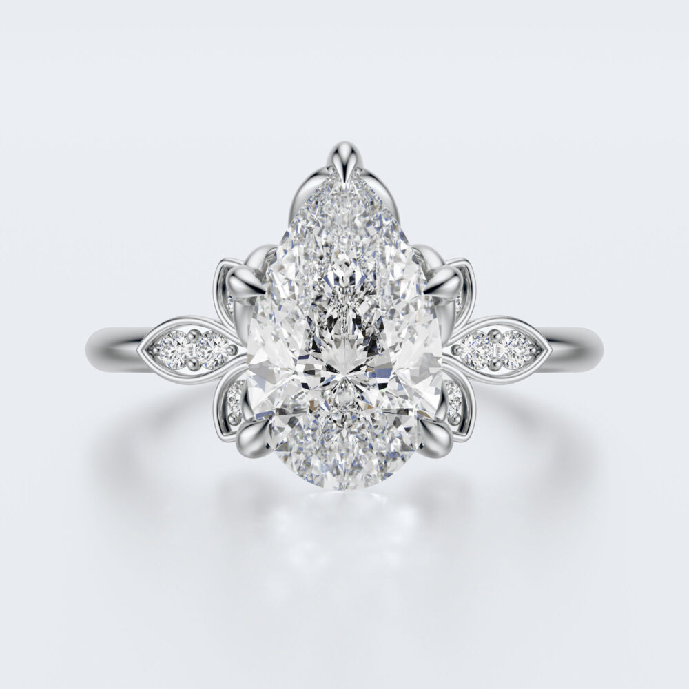2 CT Pear Brilliant Cut Lab Grown Diamond Engagement Ring for Women - Image 7