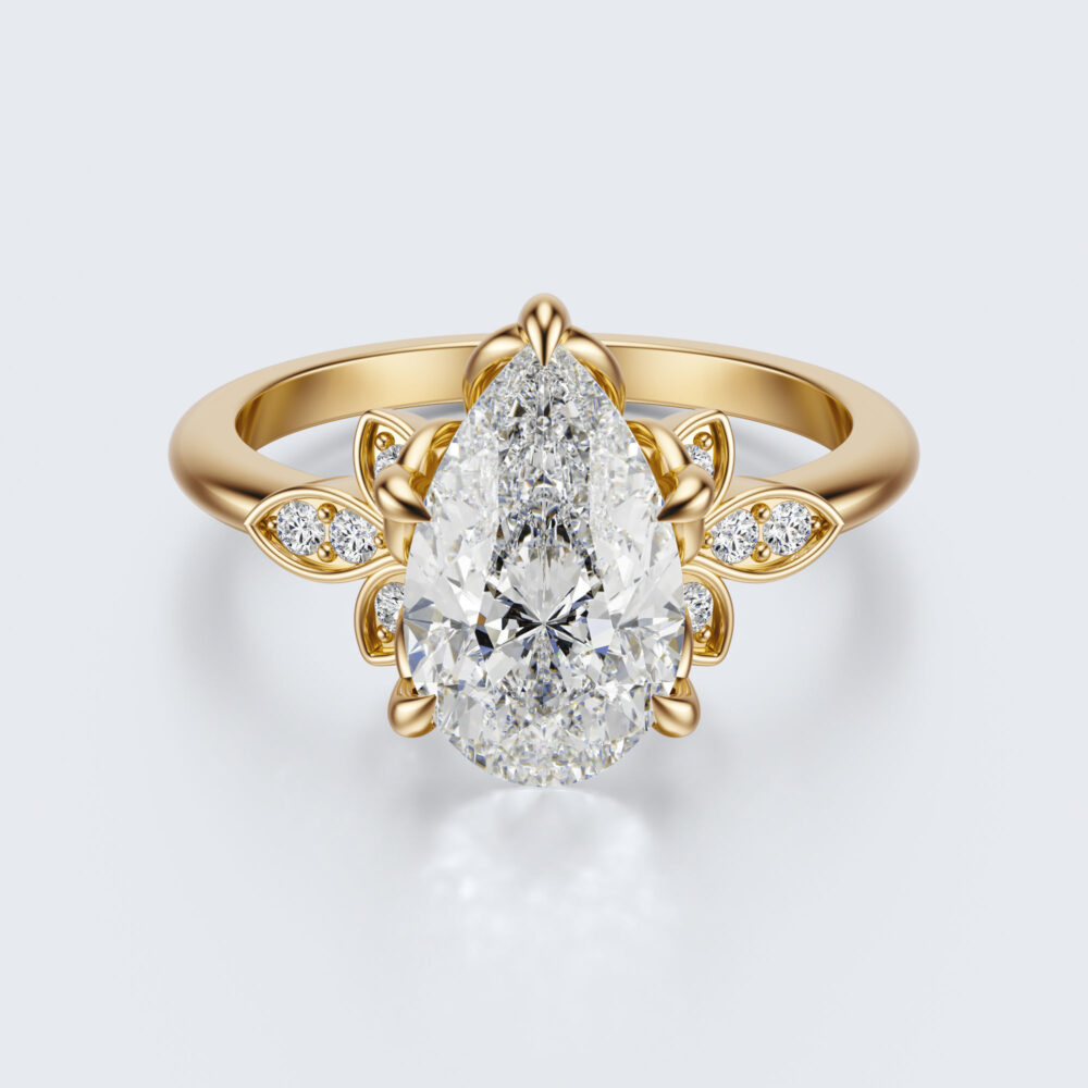 2 CT Pear Brilliant Cut Lab Grown Diamond Engagement Ring for Women - Image 5