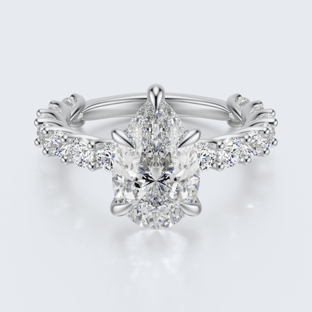 3 CT Pear Shape Lab Grown Diamond Engagement Ring for Women - Image 9