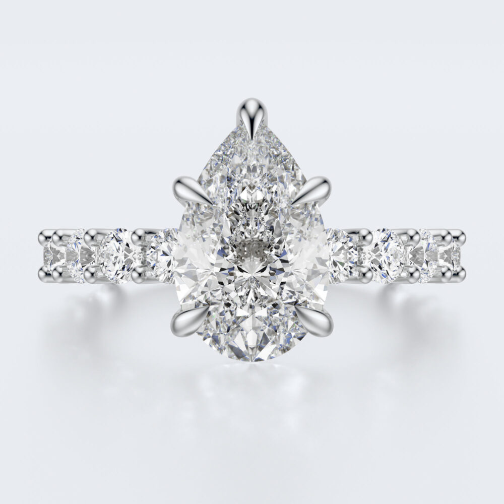 3 CT Pear Shape Lab Grown Diamond Engagement Ring for Women - Image 10