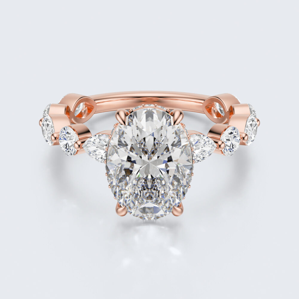 3 CT Oval cut Lab Grown Diamond Engagement Ring for Women - Image 2