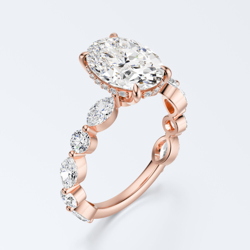 3 CT Oval cut Lab Grown Diamond Engagement Ring for Women