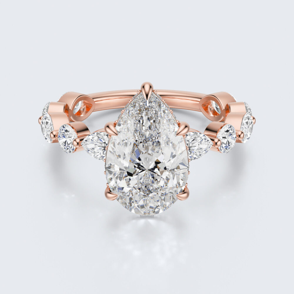 3 CT Pear and Marquise Shape Lab Grown Diamond Engagement Ring for Women - Image 3