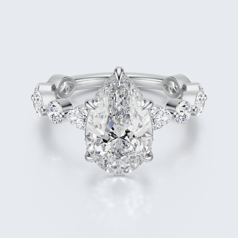 3 CT Pear and Marquise Shape Lab Grown Diamond Engagement Ring for Women - Image 6