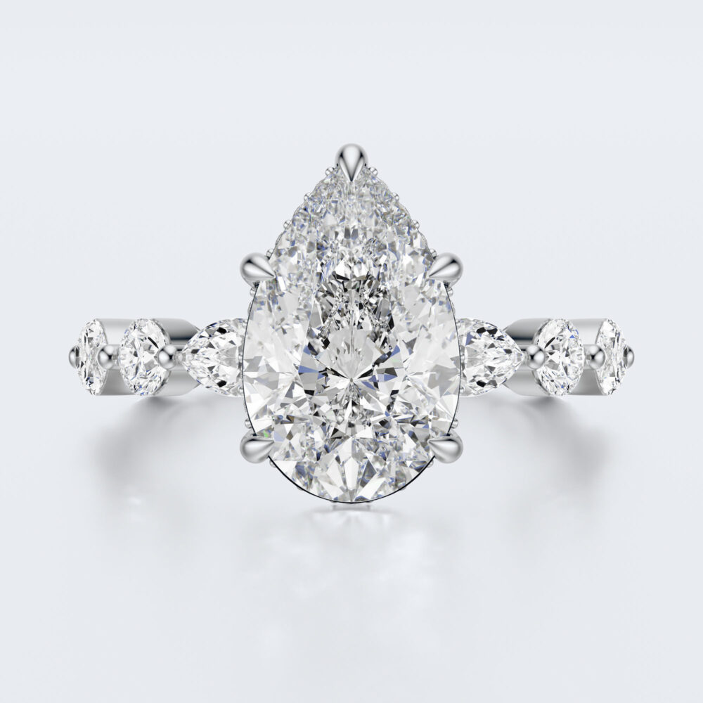 3 CT Pear and Marquise Shape Lab Grown Diamond Engagement Ring for Women - Image 7