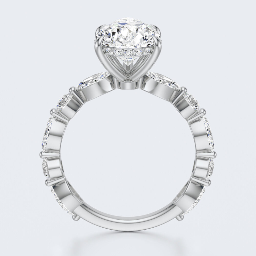 3 CT Pear and Marquise Shape Lab Grown Diamond Engagement Ring for Women - Image 9