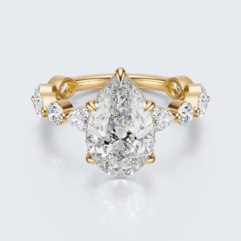 3 CT Pear and Marquise Shape Lab Grown Diamond Engagement Ring for Women - Image 12