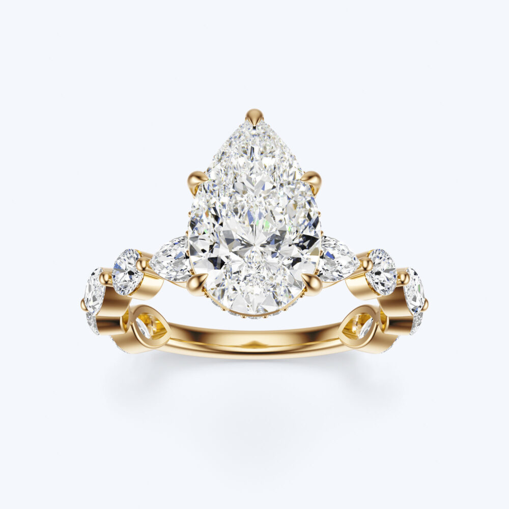 3 CT Pear and Marquise Shape Lab Grown Diamond Engagement Ring for Women - Image 11