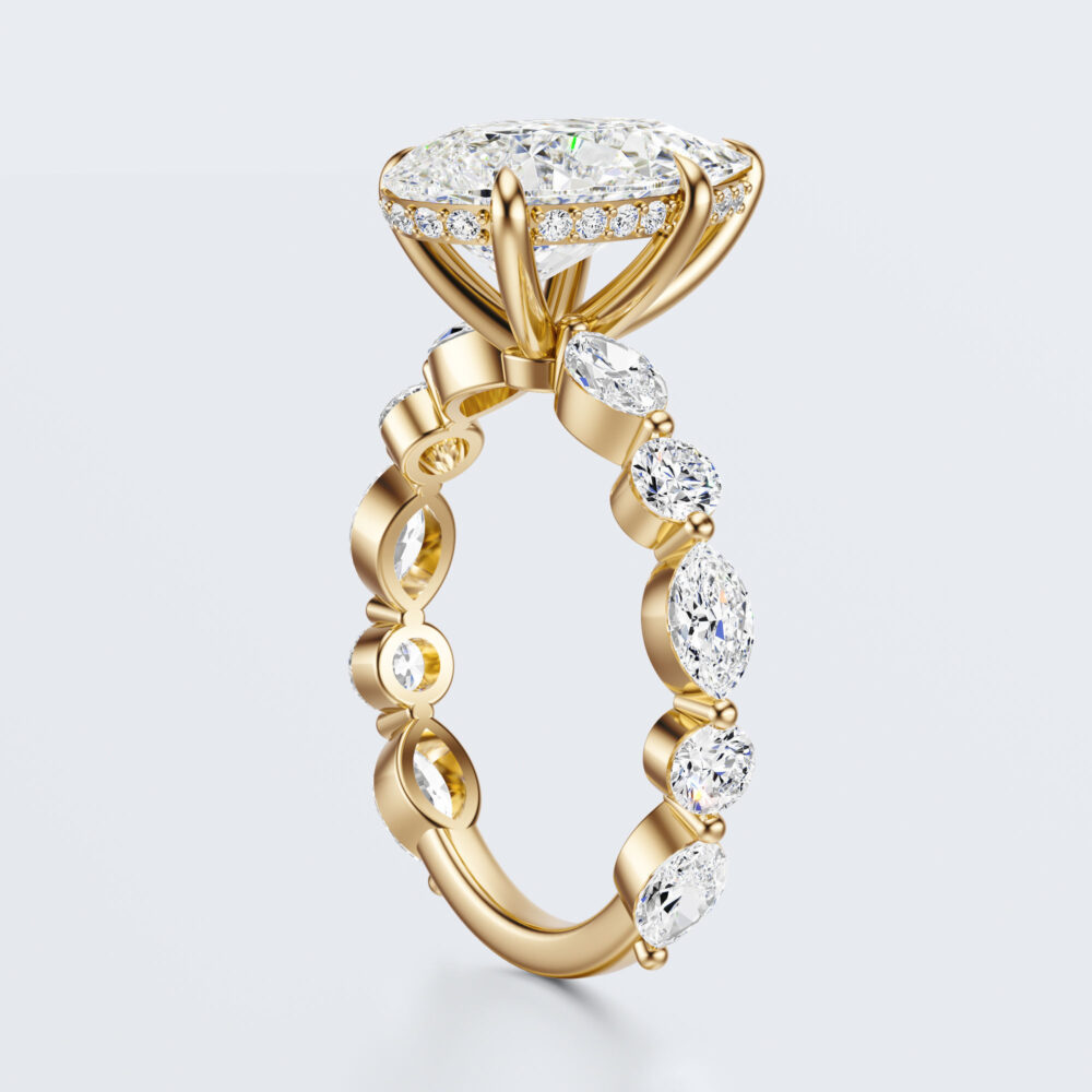 3 CT Pear and Marquise Shape Lab Grown Diamond Engagement Ring for Women - Image 13