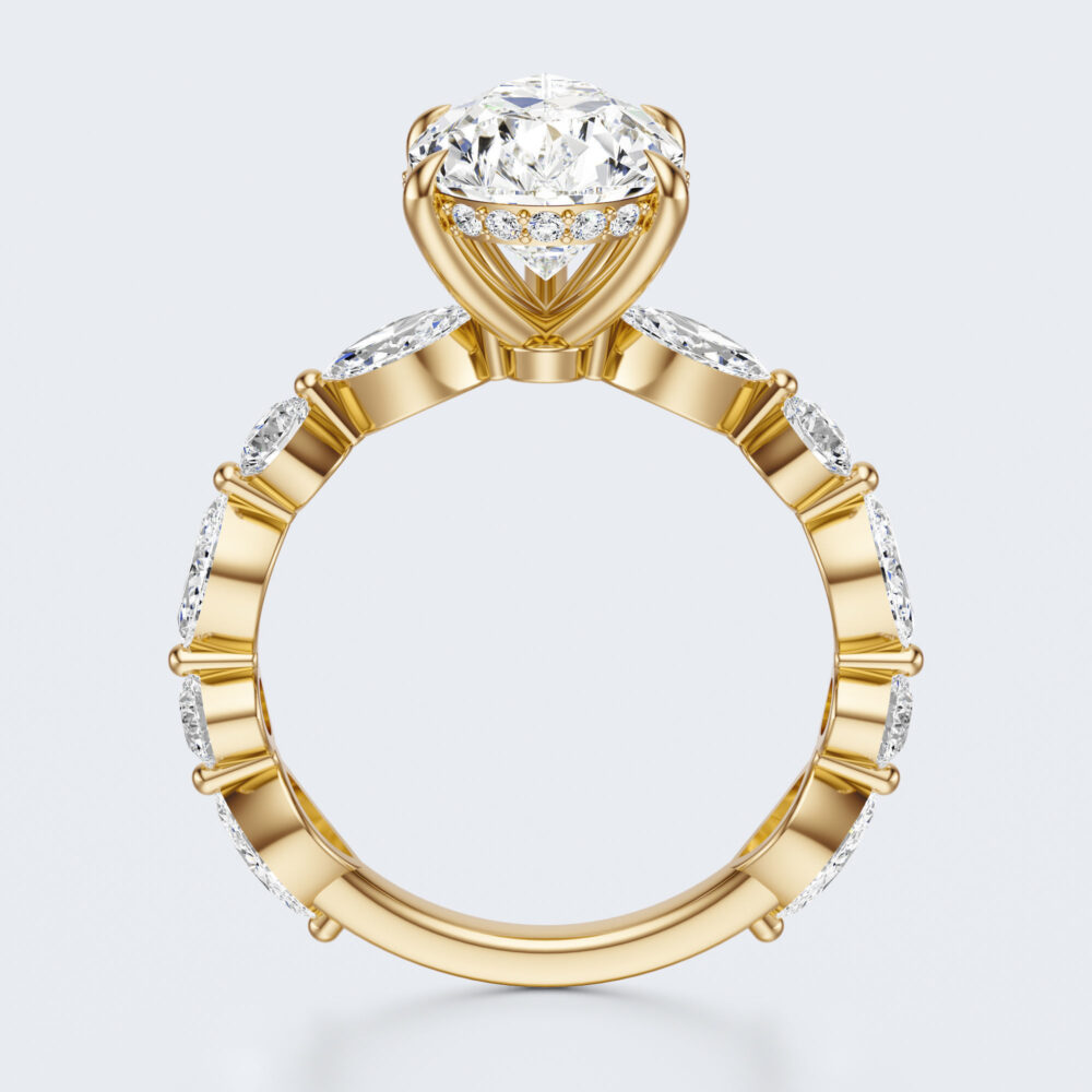 3 CT Pear and Marquise Shape Lab Grown Diamond Engagement Ring for Women - Image 14
