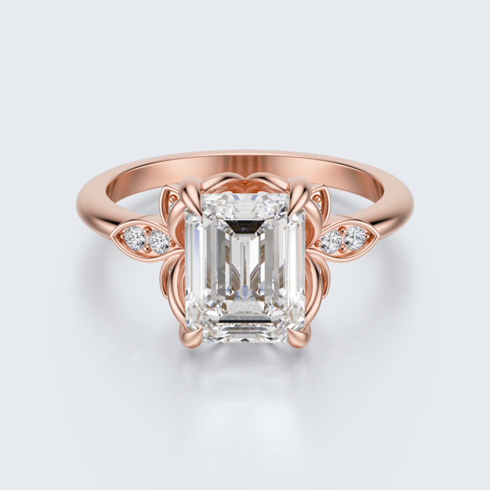 2 CT Emerald cut Lab Grown Diamond Engagement Ring for Women - Image 2