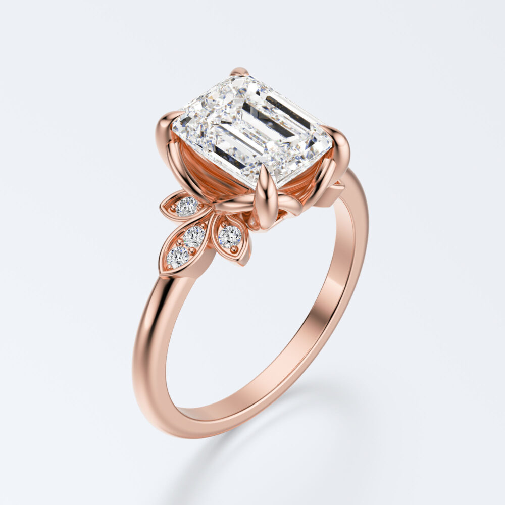 2 CT Emerald cut Lab Grown Diamond Engagement Ring for Women