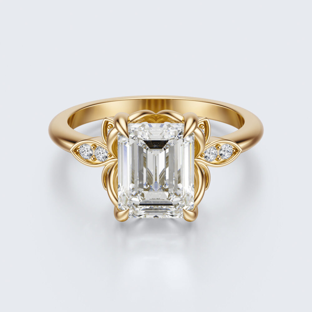 2 CT Emerald cut Lab Grown Diamond Engagement Ring for Women - Image 10
