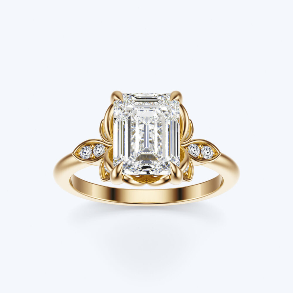 2 CT Emerald cut Lab Grown Diamond Engagement Ring for Women - Image 9