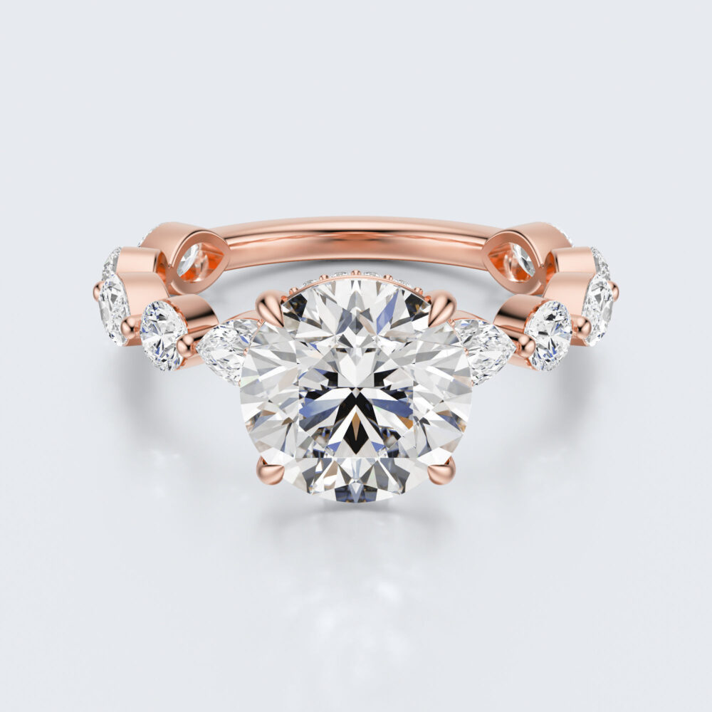3 CT Round and Marquise Lab Grown Diamond Engagement Ring for Women - Image 5