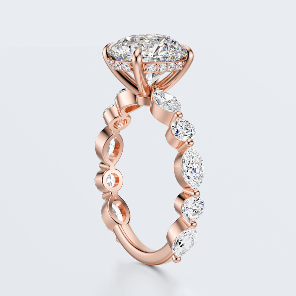 3 CT Round and Marquise Lab Grown Diamond Engagement Ring for Women - Image 7