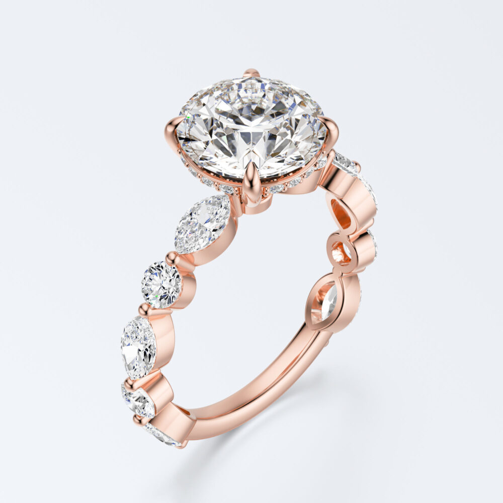 3 CT Round and Marquise Lab Grown Diamond Engagement Ring for Women - Image 6